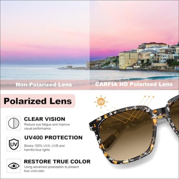 Acetate Oversized Square Polarized Sunglasses for Women Big Face Retro main image 2